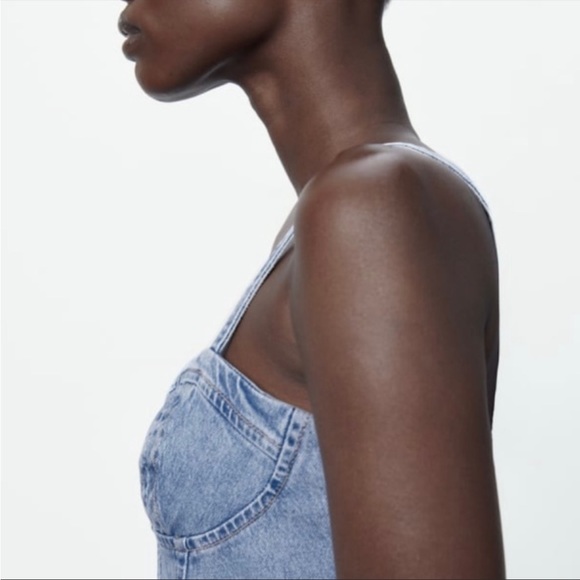 ZARA NWT DENIM CORSET TOP 🔥 - Picture 3 of 9